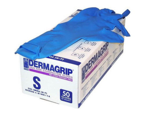Перчатки латексные Dermagrip нестерильные неопудренные S