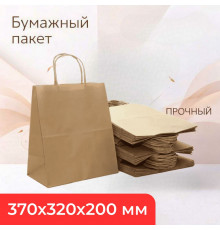 Пакет бумажный с круч. ручками 370*320*200 крафт (кор200шт)