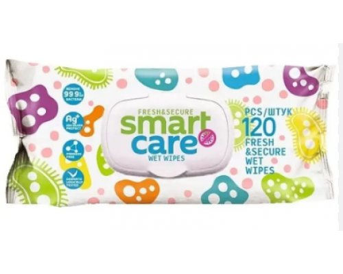 Салфетки влажные 120шт Smart Care с клапаном