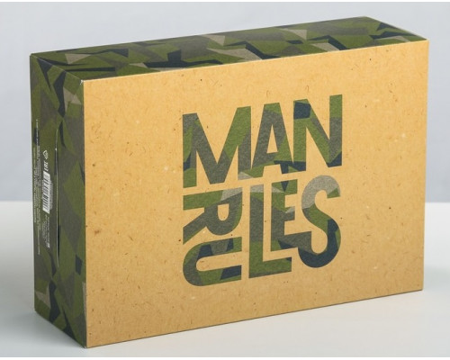 Коробка подарочная самосборная Man rules 16*23*7,5см (уп 230)