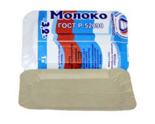 Тарелка картонная 130*200мм ламин МОЛОКО (уп100шт)
